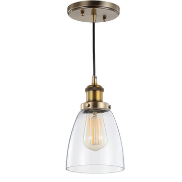Cleo 5.5" Adjustable Metal/Glass LED Pendant - JONATHAN Y